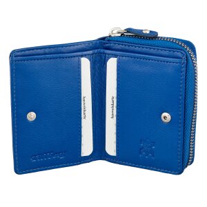 Wallet made of real leather navy blue