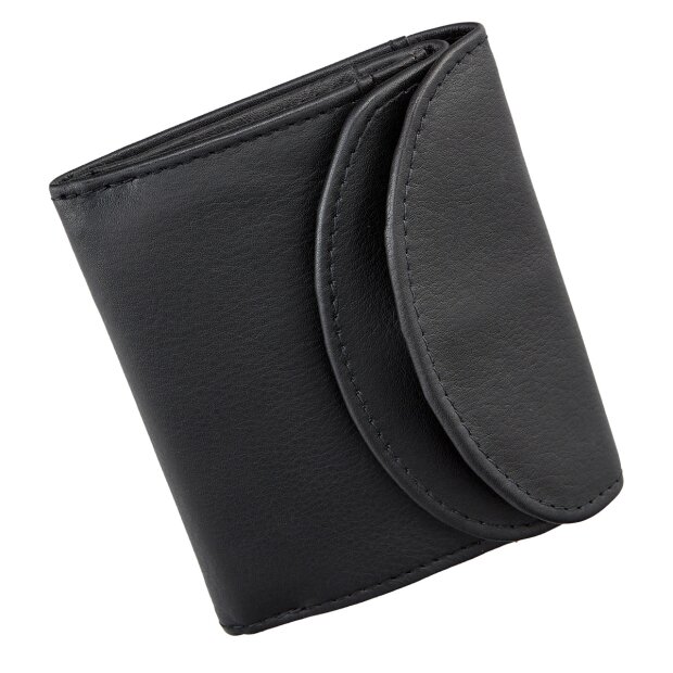 Mini wallet made of real leather black