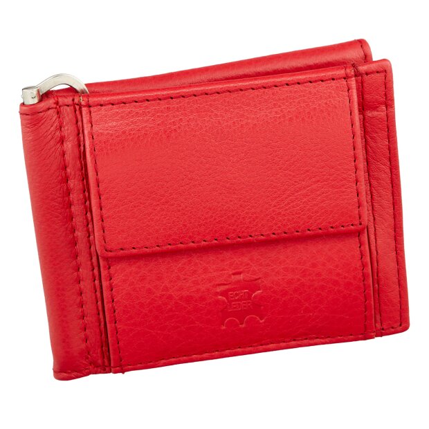 Wallet/credit card case made of real leather red