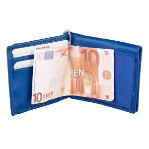 Geldb&ouml;rse/Kreditkartenetui mit Dollarclip aus echtem Leder marineblau