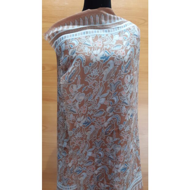 Scarf with flower pattern light brown