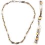 Stainless steel necklace 55 cm long 0,8 cm wide silver+gold
