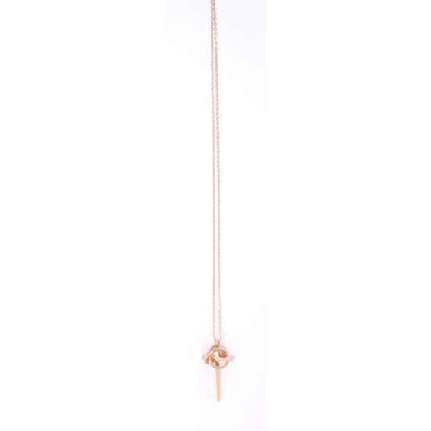 Stainless steel necklace with cross pendant with 2 rings rose gold