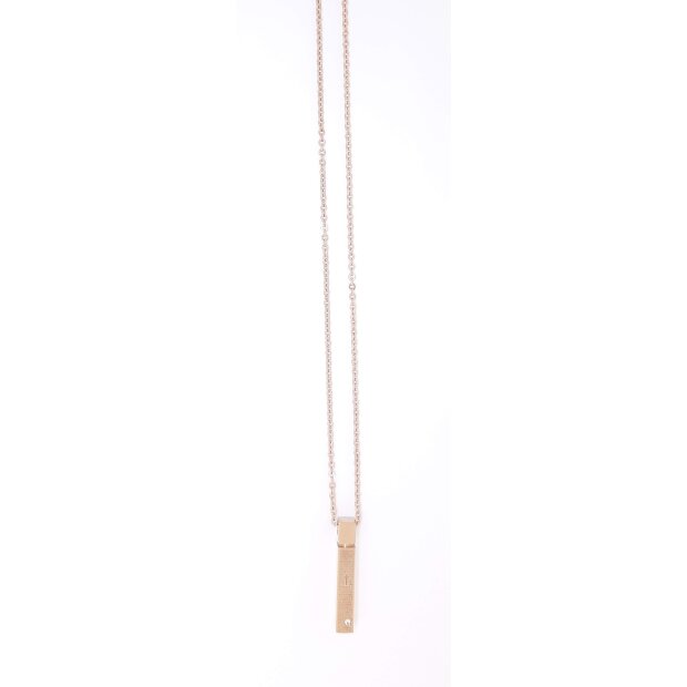 Stainless steel necklace with pen pendant with crystal stone rose gold