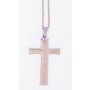Stainless steel necklace with cross pendant silver+rose gold