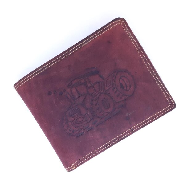 Wallet for men horizontal format leather farm-truck-subject Tillberg Pink