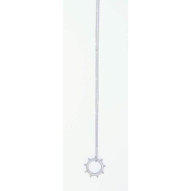 Stainless steel necklace with pendant with crystal stones silver