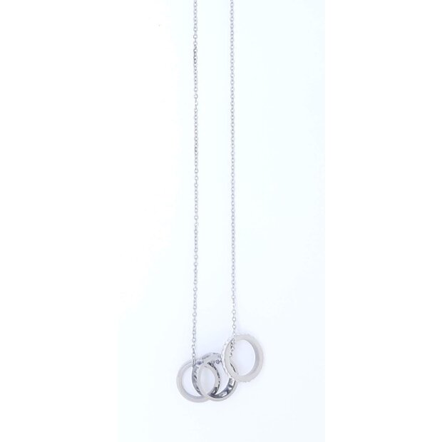 Stainless steel necklace with 3 pendants silver