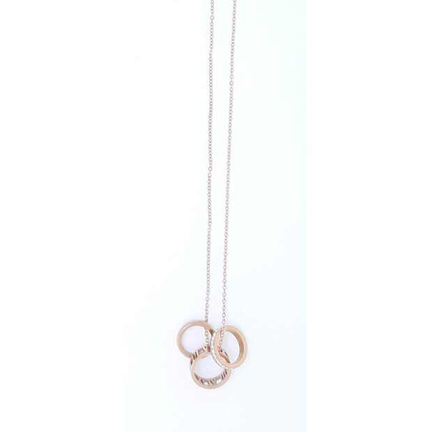 Stainless steel necklace with 3 pendants rose gold