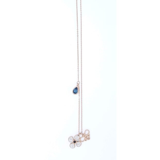 Stainless steel necklace with 3 pendants rose gold