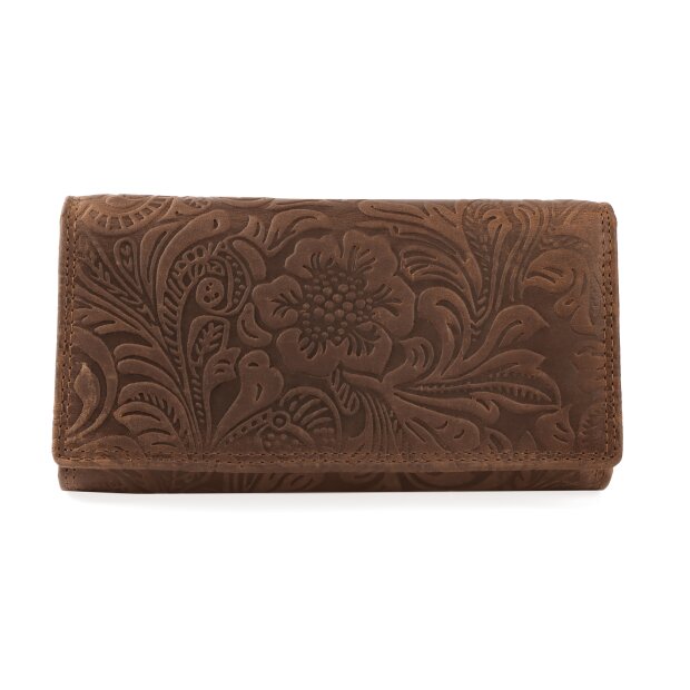Wallet made from real brush leather tan