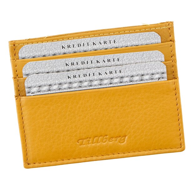 Credit card case made of real leather yellow