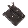 Key pendant key case made of real leather with flower pattern dark brown