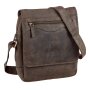 Shoulder bag made from real leather dark brown