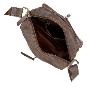 Shoulder bag made of real leather dark brown