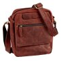 Shoulder bag made of real leather reddish brown