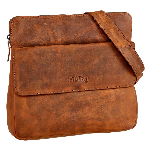 Shoulder bag made from real leather tan