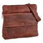 Shoulder bag made from real leather reddish brown
