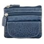 Key pendant key case made of real leather in croco look navy blue