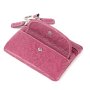 Key pendant key case made of real leather with flower pattern fuchsia