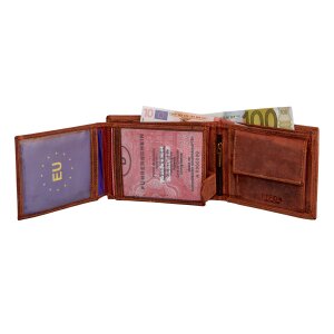 Wallet made from real leather reddish brown
