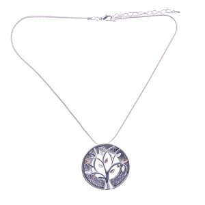 Necklace with living tree pendant