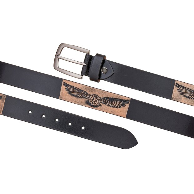 Real leather belt with eagle motif length 90, 100, 110 , 120 cm 6 pieces