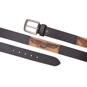 Real leather belt with eagle motif length 90, 100, 110 ,...