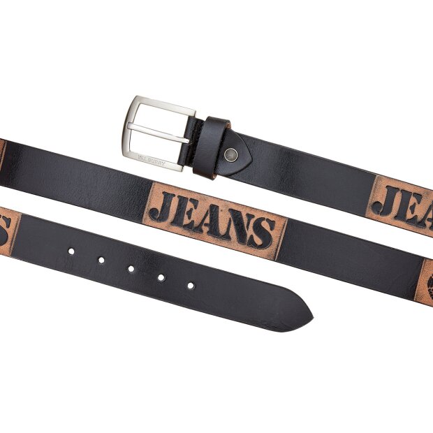 Real leather belt with JEANS embossing 4cm wide length 90, 100, 110 , 120 cm 6 pieces