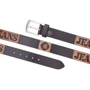 Real leather belt with JEANS embossing 4cm wide length...