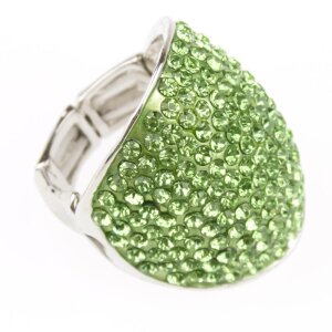 Elastic Ring with lime colored rhinestones