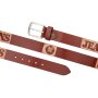 Real leather belt with JEANS embossing,4cm wide, length 90, 100, 110 , 120 cm 6 pieces tan