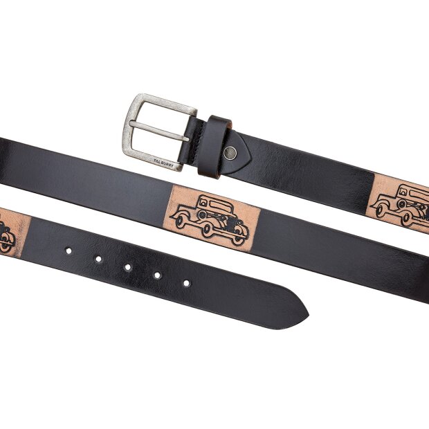 Real leather belt with car motiv 4 cm wide, length 90, 100, 110 , 120 cm 6 pieces black