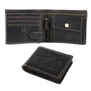 Real leather wallet, biker wallet, notebook format with...