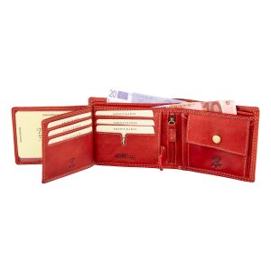 Real leather wallet, biker wallet, wallet format with skull motif