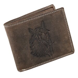 Wallet made of real leather with horse motif