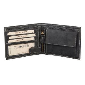 Wallet made of real leather with horse motif black