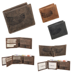 Wallet made of real leather with eagle motif
