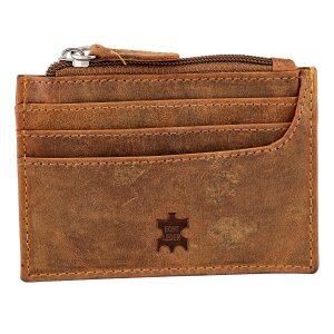 Wallet/credit card case made of real leather tan