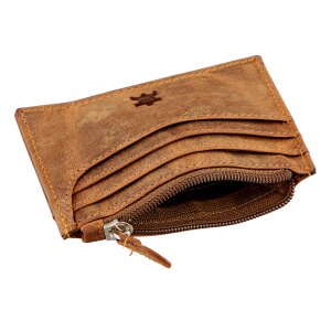 Wallet/credit card case made of real leather tan