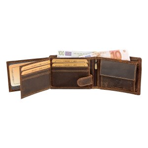 Wallet made of real leather 9 cm x 11 cm x 2,5 cm dark brown