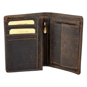Wallet made of real leather 12 cm x 9,5 cm x 2 cm dark brown
