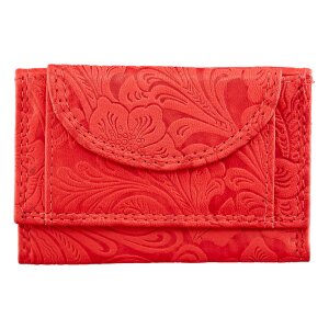 Mini wallet made of real leather with flower print