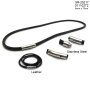 Leather necklace with stainless steel closure black