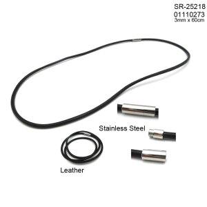 Leather necklace with magnetic stainless steel closure
