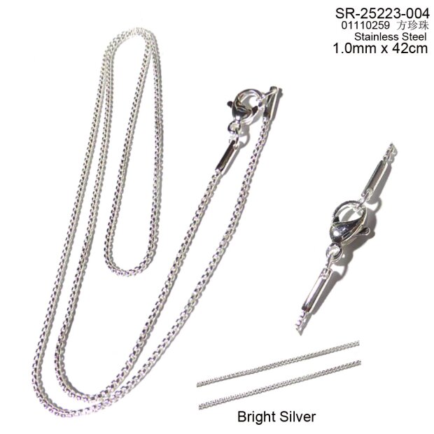 Stainless steel necklace 42 cm bright silver