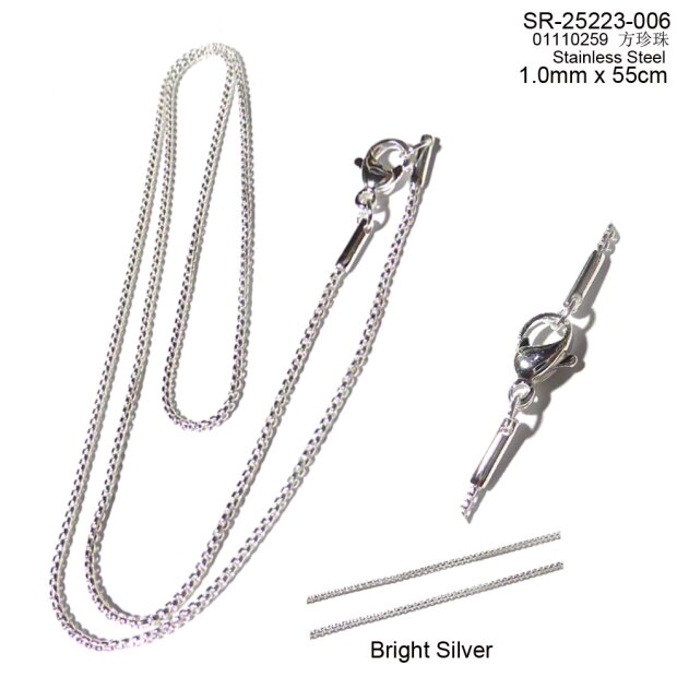 Stainless steel necklace 55 cm bright silver