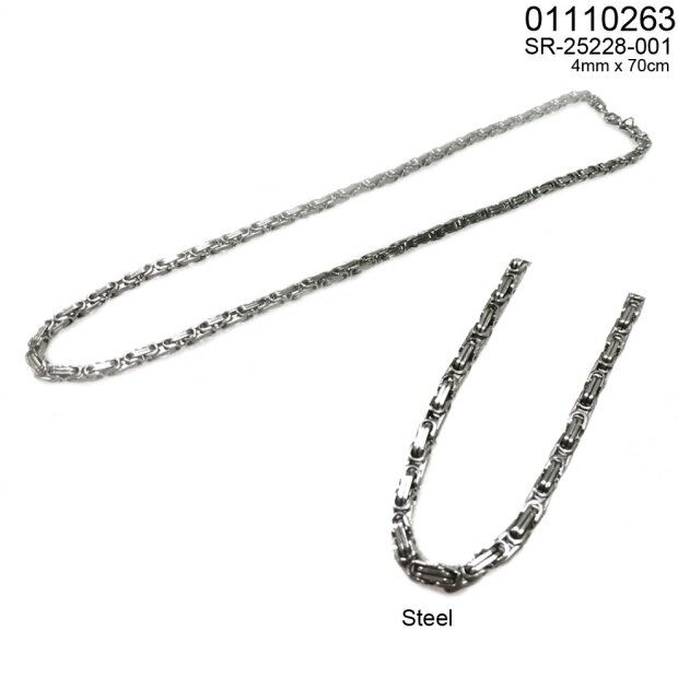 Stainless steel necklace 70 cm long 0,4 cm wide silver