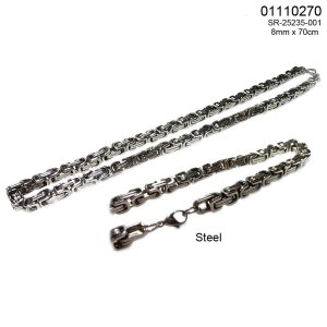 Stainless steel necklace 70 cm long 0,8 cm wide