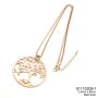 Necklace with living tree pendant matt gold